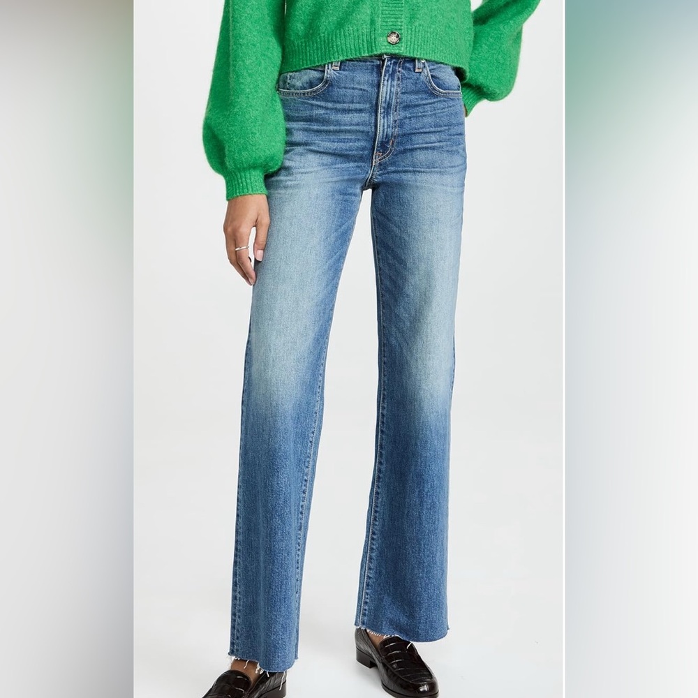 SLVRLAKE Blue Mid-Rise Wide Leg Jeans